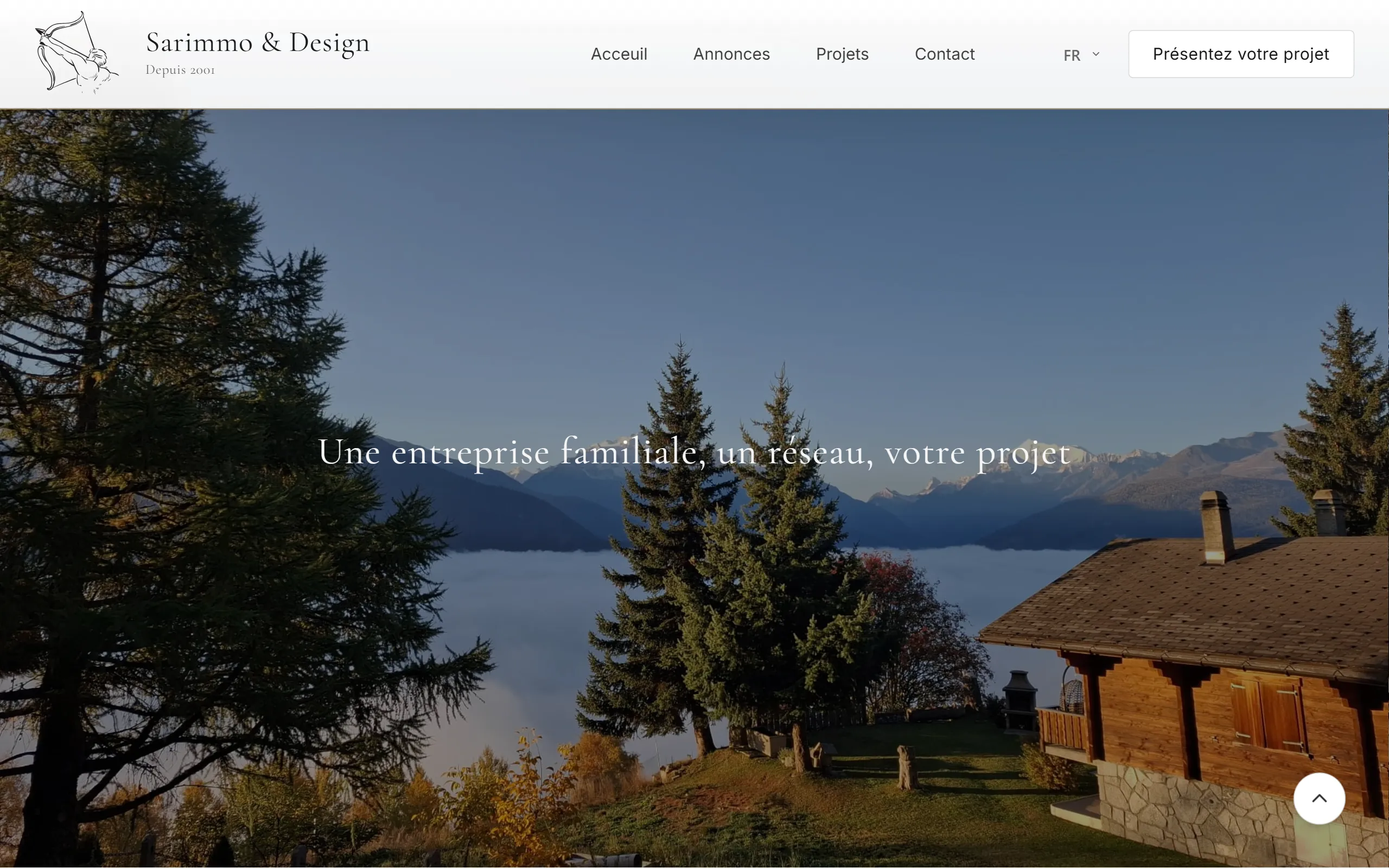 Site immobilier trilingue SARIMMO — page d'accueil desktop avec navigation FR DE EN
